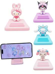 Sanrio 1 pezzo Supporto per telefono o tablet con figure di personaggi Kawaii di Hello Kitty e Kuromi, decorazione da scrivania a forma di personaggi anime, regalo di compleanno