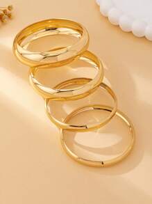 4pcs Fashionable Minimalist Smooth Bangle Bracelets, Suitable For Women's Party, Dinner, Gift