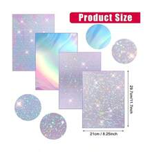 A4 Size 50 Sheets Holographic Printable Sticker Paper For Ink Jet & Laser Printer, Vinyl Sticker Printable Paper, Waterproof Glossy Sticker Paper Dries Quickly - 8.3 X 11.7 Inch, Rainbow