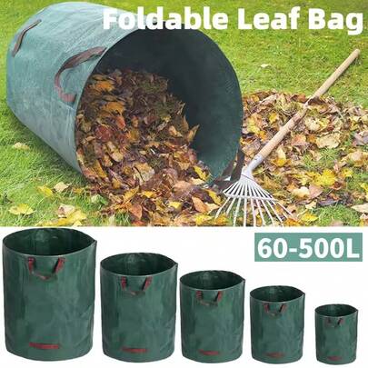 Bolsa de gran capacidad para desechos de jardín, saco reutilizable e impermeable para hojas, contenedor de almacenamiento para el patio, 500ml