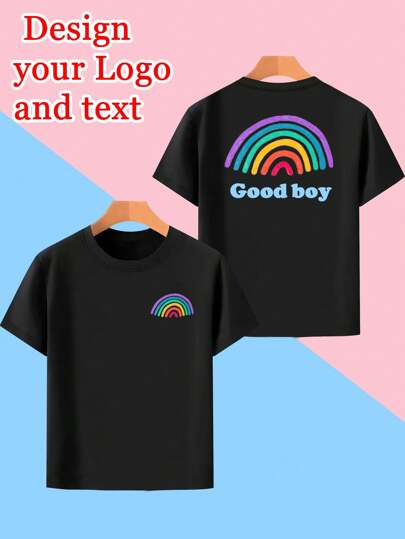 Camiseta personalizada para niños/niños pequeños con gráfico personalizado delante y detrás, regalo, aniversario, cumpleaños, foto familiar, mascota, logo del viaje escolar, nombre/texto/campus/logo del equipo de danza, ropa casual de verano elástica