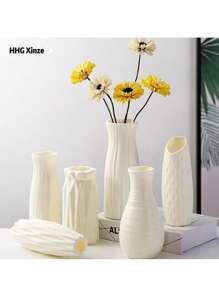 Florero de plástico de unicolor estilo nórdico, duradero y antideslizante para decoración de flores artificiales, soporte creativo y minimalista para arreglos florales para la sala de estar