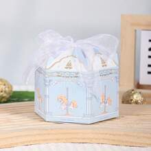 10PCS Najlepsze życzenia Elegancki Jednorożec Cukierki Torba, Weselne Przyjęcie Pudełko Upominkowe Z Wstążką Torby Prezentowe Czekoladowe Cukierki Opakowania Pudełka Prezentowe, Seria Karuzeli Urodzinowe Przyjęcie Pamięć, Pojedyncze Przyjęcie