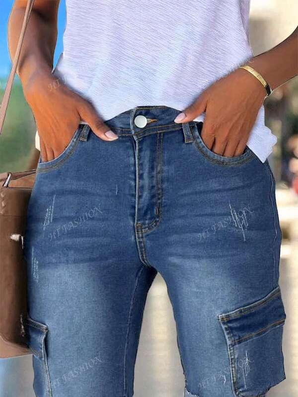Casual denim cargo shorts voor dames Denim shorts voor de moderne vrouw