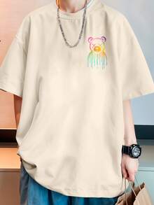 Shirt Oversized Streetwear Bear Bear Rainbow Skate Punk Rock Tie Dye REF 7194 FLUXOGEEK - Màu Khaki - Xem 6