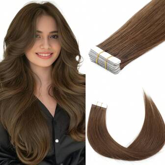 Extensiones de cabello con cinta adhesiva, extensiones de cabello humano real, extensiones de cabello Remy sin costuras, extensiones de cabello con cinta adhesiva invisibles, extensiones de cabello humano liso