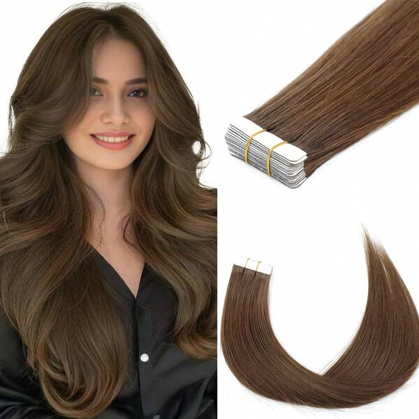 Extensiones de cabello con cinta adhesiva, extensiones de cabello humano real, extensiones de cabello Remy sin costuras, extensiones de cabello con cinta adhesiva invisibles, extensiones de cabello humano liso