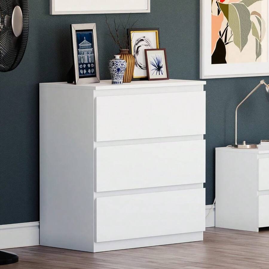 Vida Designs Denver Drawer Chests (White, 3 Drawer) - White - View 1