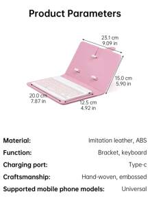 1 Pc Designed For 4.5-6.8 In Mobile Wireless Keyboards With Detachable Leather Cases And An External Magnetic Keyboard