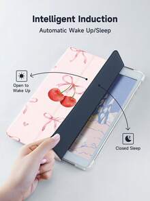 Cherry Bow 保护壳适用于 iPad 10.2 英寸 2021/2020 iPad 第 9/8 代、Tab/，带笔架，支持自动睡眠/唤醒盖 - 彩色 - 查看 4