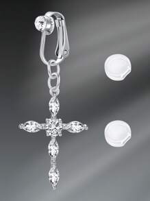 Fake Belly Piercing Fake Belly Ring For Women Fake Belly Button Piercing Clip On Belly Button Rings Fake Navel Ring Non Piercing Faux Belly Piercing Jewelry Dangle Non Piercing Fake Belly Piercing Jewelry, Clip On Earrings Non - Piercing Ears Cuff Set Stainless Steel Silver Gold CZ Fake Helix Cartilage Clip On Wrap Earrings Set For Women Non - Piercing Adjustable Ear Clip Without Ear Hole