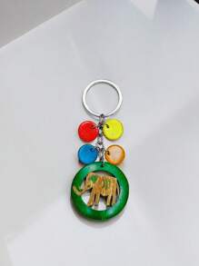 Handmade Natural Coconut Shell Key Chain, Minimalist Creative Design, Unique Vintage Decoration