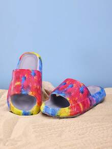 时尚彩色印花 EVA 男孩和女孩家居拖鞋，防滑耐磨柔软室内拖鞋，一双适合男孩和女孩