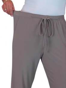 Paulo Due Womens Straight Leg Elasticated Waist Trouser - Mocha Brown - View 3