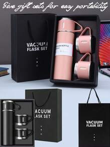 1 pièce Set de Bouteille, Corps de Tasse en Acier Inoxydable, Thé Café Lait Boisson Conservation de Chaleur et de Froid, Matériau Extérieur Givré Confortable, Multi-Tasse Set avec Boîte Cadeau, Le Meilleur Choix pour Profiter de Boissons Chaudes n'Importe Quand et Partout, 1 Tasse avec 3 Couvercles, Cadeau Essentiel à Envoyer à la Famille ou aux Amis, Équipement Scolaire Cadeau de Remise des Diplômes, Tasse d'Eau de Sport Extérieur