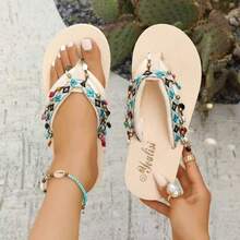 1 Pair Tasseled Slides, Suitable For Beach, Vacation, Spring And Summer - White - View 7