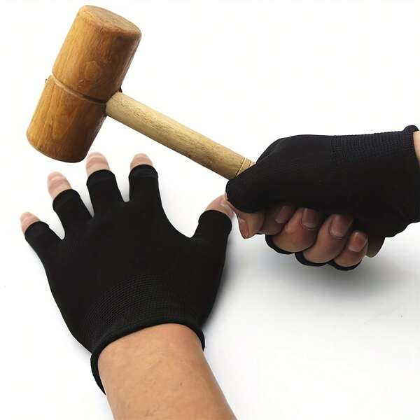 1 pièce Gants à doigts mi-longs élastiques et respirants, gants sans doigts pour les sports de plein air, convenant pour le cyclisme, la conduite, la pêche et les sports d'étudiants