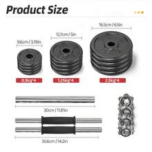 20kg Painted Electroplated Dumbbell, Adjustable Multifunctional Barbell, Suitable For Home Outdoor Gym, Black, With Plastic Box - Black - View 9