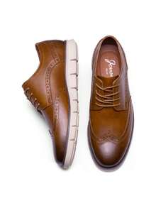 SHOESMALL Men's Casual Wingtip Oxfords Brogue Brown Shoes Non-Slip Simple Classic Formal Derby Business Dress Shoes For Men - Brown - View 10
