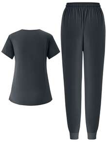 (Four-Piece Set) Scrubs Uniform Women's Running Matte Elastic Sports Nurse  Uniform Wash Clothes Work Clothes Breathable Scrub Shirt - Xám - Xem 8