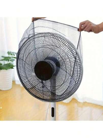 1pc Washable Fan Filter Protective Mesh Cover, Hand-Pinching, Dust-Proof And Dust-Proof, Elastic Drawstring Opening, Washable, Wear-Resistant And Durable, Finger, Polyester Mesh Screen, Improves Air Quality, Fan Dust-Proof Net Storage Net, Suitable For Home And Office Use Fan Cover