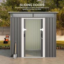 6' X 4' Outdoor Storage Shed, Garden Tool Storage House, Outdoor Storage, With Sliding Doors, Anchors, Transparent Panel Windows, For Backyard, Patio, Garden - 深灰色 - 查看 6