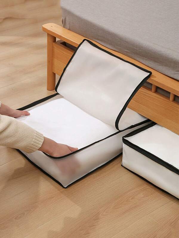 1/3 حقيبة تخزين للملابس والبطاطين، حقيبة تعبئة الملابس تحت السرير مضادة للغبار، حقيبة تخزين الملابس المنزلية، حقيبة تخزين البطاطين شفافة قابلة للطي مقاومة للماء