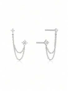 1 par de pendientes de circonita cúbica de moda, adecuados para mujeres, regalo del Día de San Valentín, joyería de boda, regalo del Día de la Madre