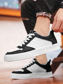 Negro de diseño geométrico de malla transpirable zapatos de los hombres de lona,Zapatillas de tenis para hombres,zapatos planos de poca profundidad,zapatos para correr al aire libre,Zapatillas de deporte casuales simples ligeros - Negro - Ver 2