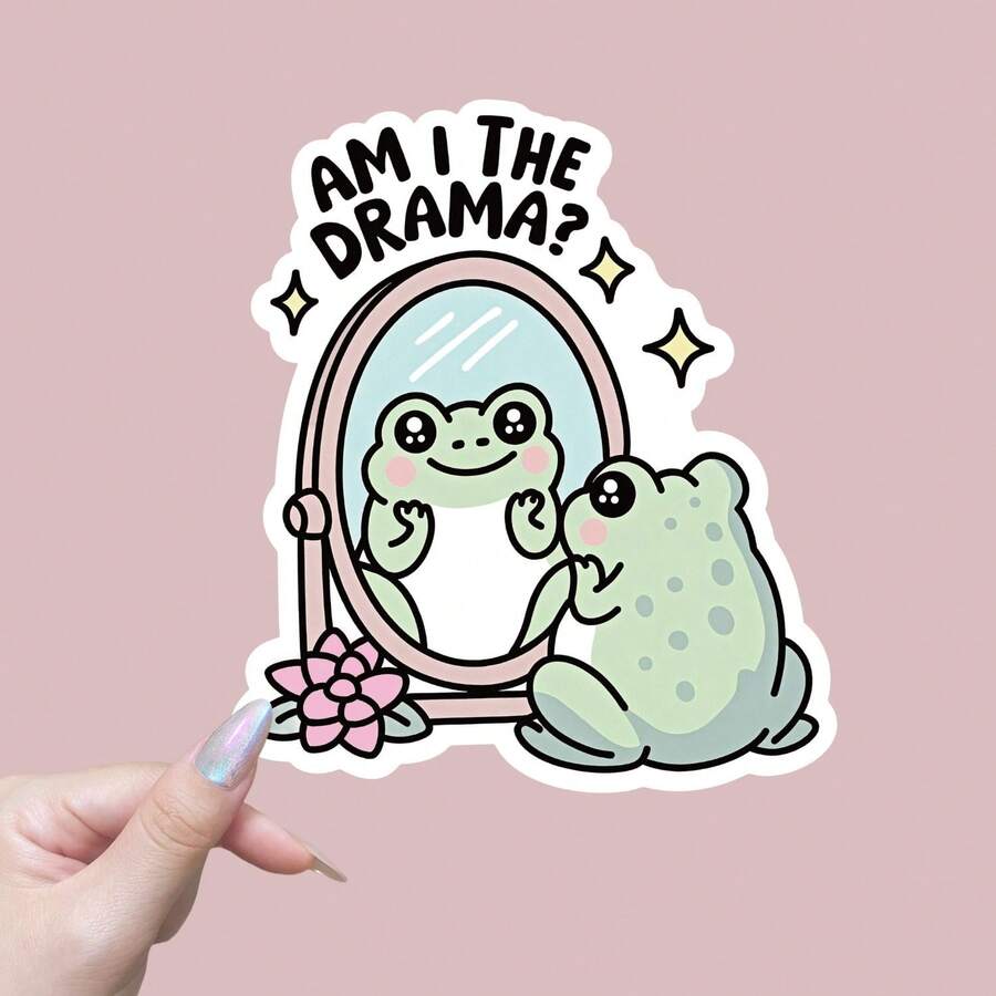 Am I The Drama SVG 青蛙可愛心理健康熱門設計 貼紙圖案 女生風 學用品 開學季 - 彩色 - 查看 1