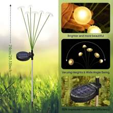 Luz solar em formato de água-viva/cogumelo com 8 cabeças, luz solar para jardim com 2 modos de iluminação (fixo + piscante), decoração criativa para jardim, sensor inteligente, brilho automático, adequada para decoração de gramados, pátios e caminhos externos