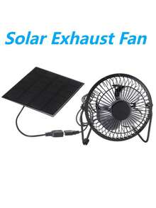 5W Mini USB Solar Panel Powered Cooling Fan, Portable Ventilation Fan For Office, Desk, Outdoor Camping, Dog House, Pet Solar Fan Set, Black - Multicolor - View 6