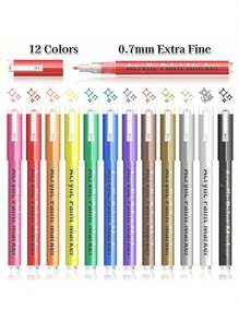 12 Colors Temporary Tattoo Markers, Skin-Friendly Washable Face & Body Painting Kits, Templates & Art Supplies, Fashion Gifts Suitable For Girls, Boys, Adults, Teenagers - Popular Presents For Youths & Children Back To School