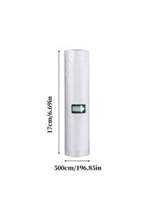 500 cm Bolsas de almacenamiento de alimentos frescos - 1 rollo de bolsas de vacío para alimentos - Máquina de sellado al vacío para preservar los alimentos frescos por mucho tiempo - La bolsa de envasado al vacío es adecuada para todas las máquinas de envasado al vacío, almacenamiento, organizador, cocina, viaje, artículos de cocina, utensilios de cocina, cosas de cocina.