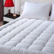Full Size Mattress Pad Pillow Top Mattress Cover Quilted Fitted Mattress Protector Cotton 8-21" Deep Pocket Cooling Topper (54x75 Inches, White)
