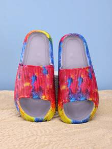 时尚彩色印花 EVA 男孩和女孩家居拖鞋，防滑耐磨柔软室内拖鞋，一双适合男孩和女孩