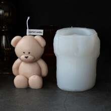 3D Cute Bear Silicone Candle Mold DIY Seated Bear Animal Handmade Candle Mold Soap Gypsum Epoxy Handicraft Making Supplies Creative Gifts Home Decoration Holiday Gifts Candle Making Lovers