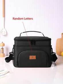1pc Outdoor Lunch Box, Thick & Durable, Leak-Proof & Insulated, Suitable For Camping & Picnic, Large Capacity Travel Picnic Bag, Multi-Functional Shoulder Handbag, Back To School Essential, School Supplies Bag, Women's Lunch Bag, Cooler Bag, Picnic Accessories, Study Supplies - Black - View 4