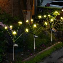 Luz solar em formato de água-viva/cogumelo com 8 cabeças, luz solar para jardim com 2 modos de iluminação (fixo + piscante), decoração criativa para jardim, sensor inteligente, brilho automático, adequada para decoração de gramados, pátios e caminhos externos