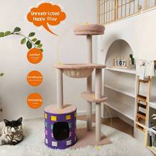 44-Inch Multi-Tier Multi-Function Cat Climbing Tower, Large Cat House, Fun Climbing Space, Cat Fun Castle, Cozy Nest - White - View 9