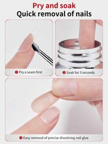 RS NAIL Removedor de gel de uñas para uñas postizas de 120ml, fácil de remover, gel de uñas sólido sin acetona, con esponja práctica y rápida, sin desperdicio, no daña las uñas, removedor profesional para uñas postizas