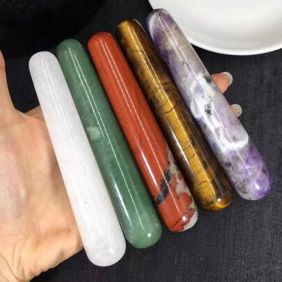 1pc Natural Crystal Raw Stone Massage Wand, Acupuncture Scraping Gua Sha Tool For Face, Eyes, Neck Beauty Relaxation