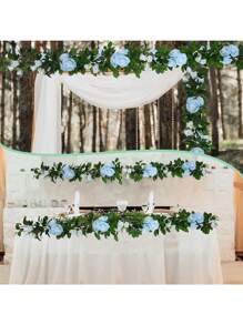1/3 Piezas de enredaderas de rosas rosadas con una corona de rosas y hojas verdes. Estas flores artificiales son perfectas para decorar mesas de comedor y son adecuadas para bodas, fiestas, hoteles, restaurantes, graduaciones y decoración del hogar.