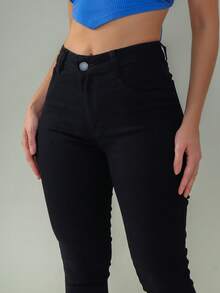 Women's White Jeans With Elastane - Black - View 4