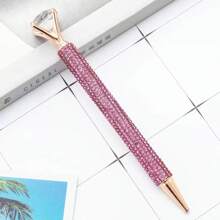 1/3/10 Stücke luxuriöse Kugelschreiber mit Strass, Metallkörper mit Schraubkappe, runde Form, mittlere Spitze, eleganter rosa Geschenkschreiber für Studenten