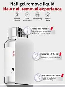 RS NAIL Removedor de gel de uñas para uñas postizas de 120ml, fácil de remover, gel de uñas sólido sin acetona, con esponja práctica y rápida, sin desperdicio, no daña las uñas, removedor profesional para uñas postizas
