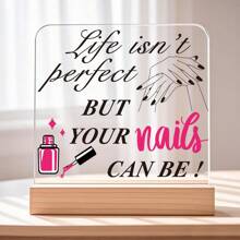 Accesorio de decoración de uñas acrílicas, tablero de exhibición para estudios de manicura, tablero de uñas postizas para fotografía, accesorio de salón de manicura, decoración de estudio de manicura con lema