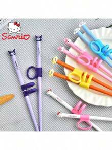 Sanrio 1PC/2PCS/Set Sanrio Kuromi's New Cute Learning Chopsticks With Melody Design, A Lovely Addition To Your Tableware Collection,School Supplies