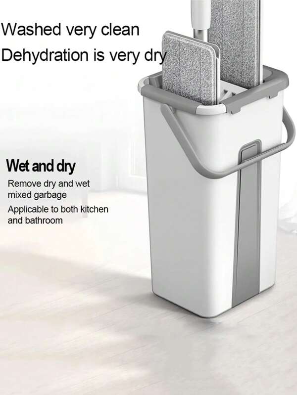 Hand Free Flat Floor Mop And Bucket Set For Professional Home Floor Cleaning System With Washable Microfiber Pads For Hardwood