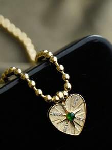 1pc Elegant S925 Sterling Silver INS Style Heart & Hexagram Zirconia Necklace, Versatile Jewelry Suitable For Women's Daily Wear, Mother's Day, Holiday Party Gift